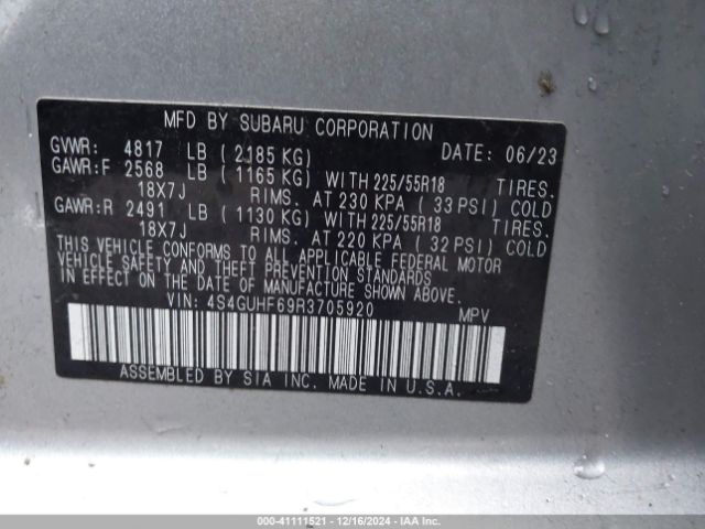 Photo 8 VIN: 4S4GUHF69R3705920 - SUBARU CROSSTREK 