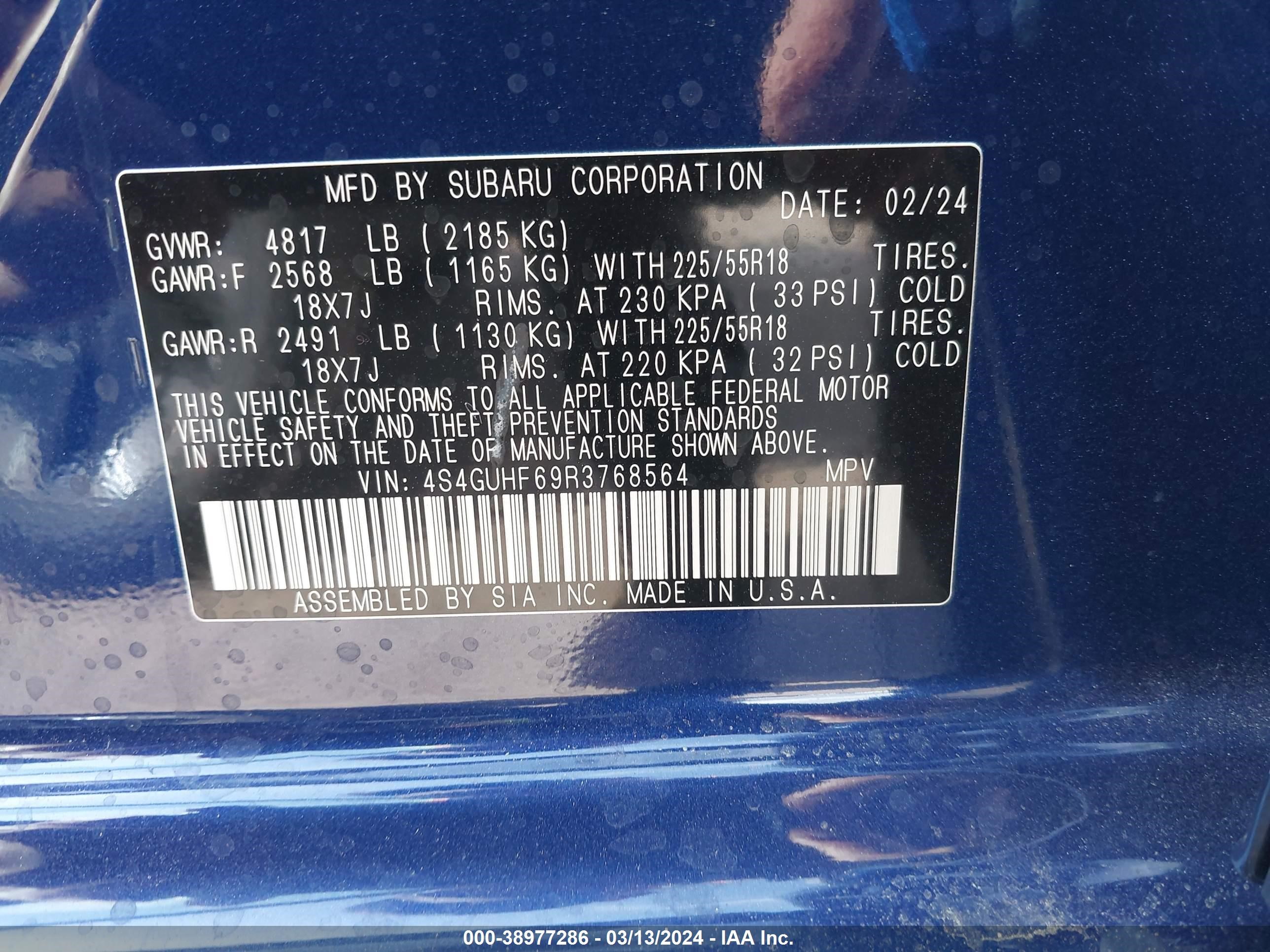 Photo 4 VIN: 4S4GUHF69R3768564 - SUBARU CROSSTREK 