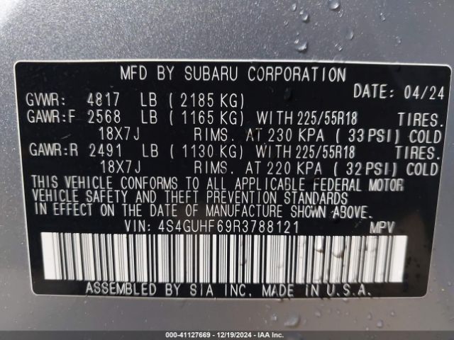 Photo 8 VIN: 4S4GUHF69R3788121 - SUBARU CROSSTREK 