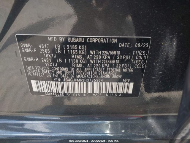 Photo 8 VIN: 4S4GUHM62R3725364 - SUBARU CROSSTREK 