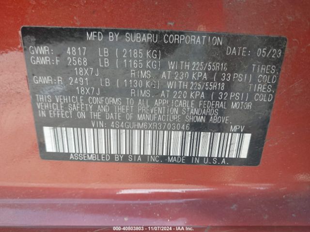 Photo 8 VIN: 4S4GUHM6XR3703046 - SUBARU CROSSTREK 