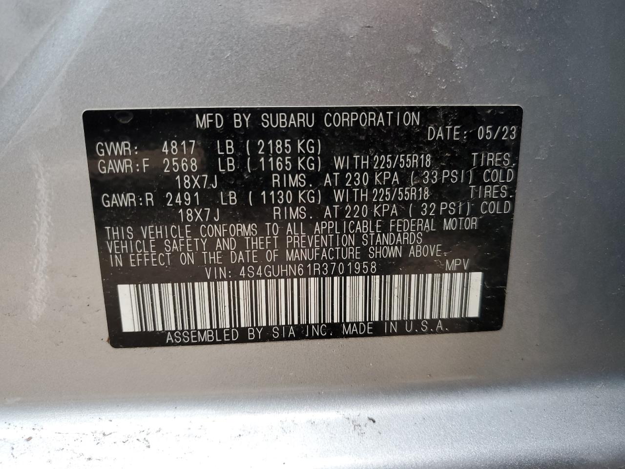 Photo 12 VIN: 4S4GUHN61R3701958 - SUBARU CROSSTREK 