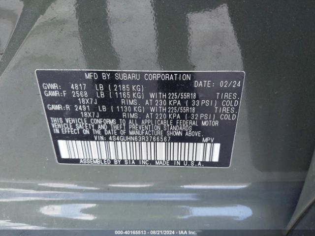 Photo 8 VIN: 4S4GUHN63R3766567 - SUBARU CROSSTREK 