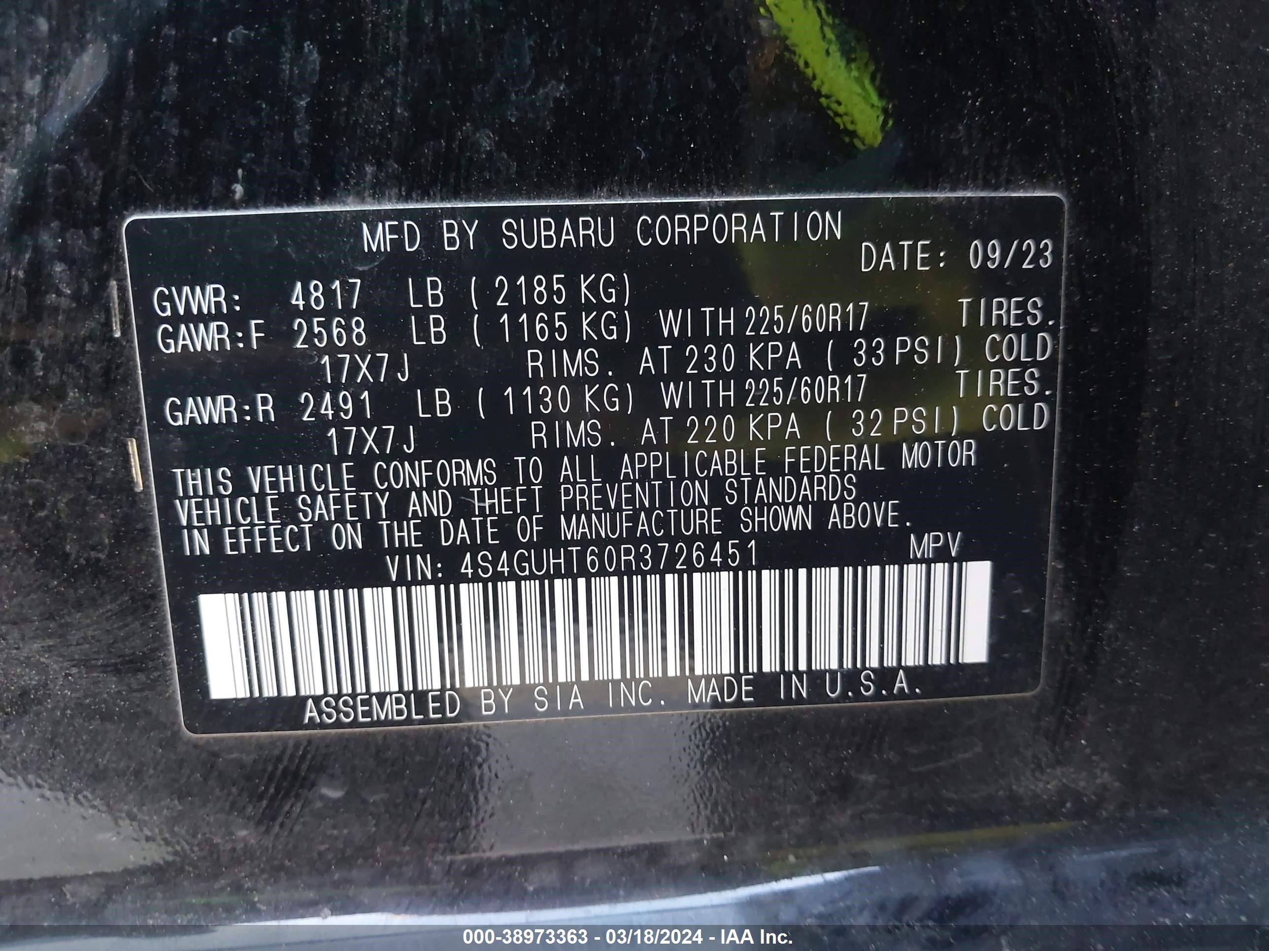 Photo 7 VIN: 4S4GUHT60R3726451 - SUBARU CROSSTREK 