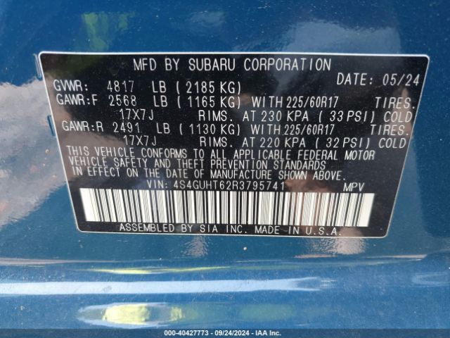 Photo 8 VIN: 4S4GUHT62R3795741 - SUBARU CROSSTREK 