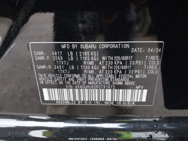 Photo 8 VIN: 4S4GUHU62R3791672 - SUBARU CROSSTREK 