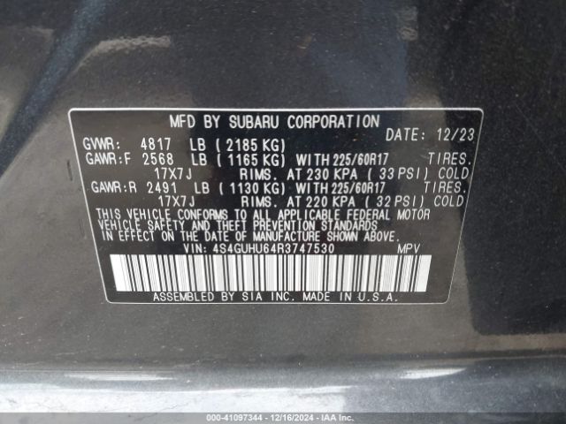 Photo 8 VIN: 4S4GUHU64R3747530 - SUBARU CROSSTREK 