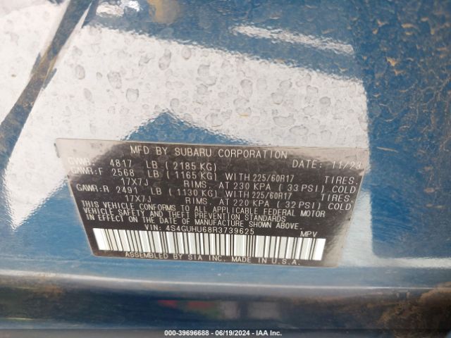 Photo 8 VIN: 4S4GUHU68R3739625 - SUBARU CROSSTREK 