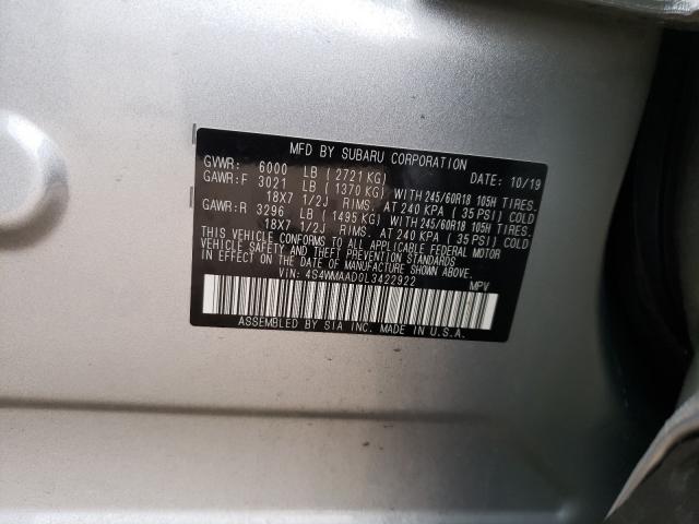 Photo 9 VIN: 4S4WMAAD0L3422922 - SUBARU ASCENT 