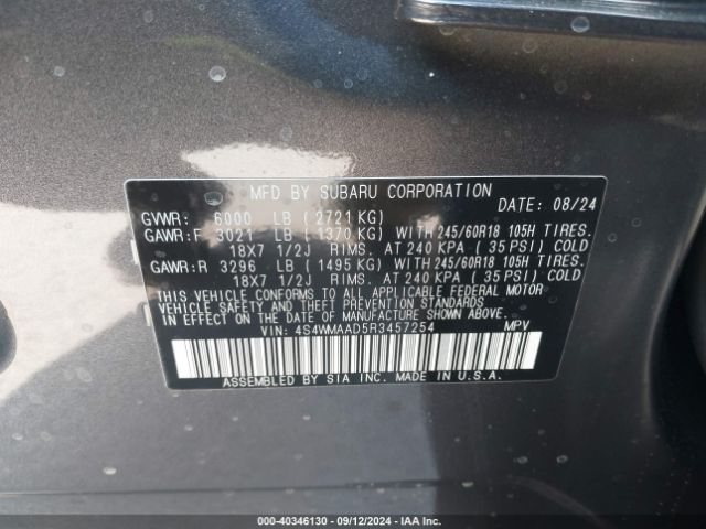 Photo 8 VIN: 4S4WMAAD5R3457254 - SUBARU ASCENT 