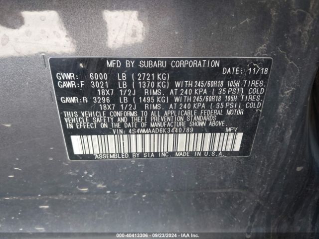 Photo 8 VIN: 4S4WMAAD6K3440789 - SUBARU ASCENT 