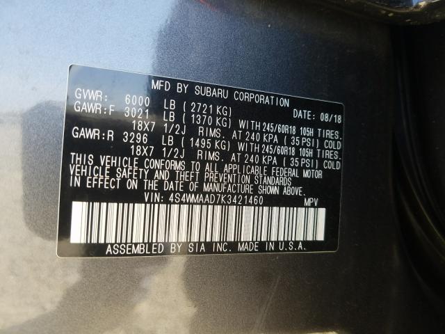 Photo 9 VIN: 4S4WMAAD7K3421460 - SUBARU ASCENT 