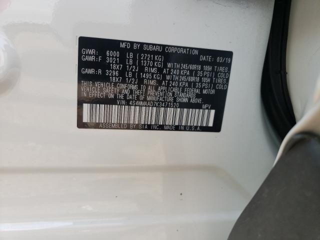 Photo 9 VIN: 4S4WMAAD7K3471520 - SUBARU ASCENT 