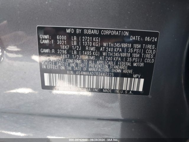 Photo 8 VIN: 4S4WMAAD7R3447325 - SUBARU ASCENT 