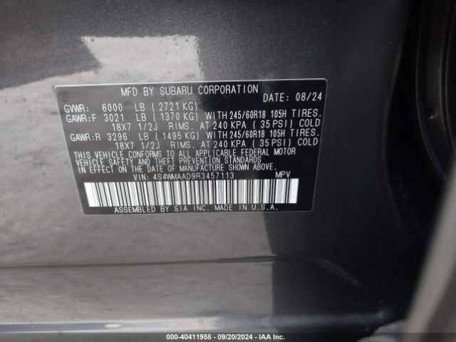 Photo 8 VIN: 4S4WMAAD9R3457113 - SUBARU ASCENT 