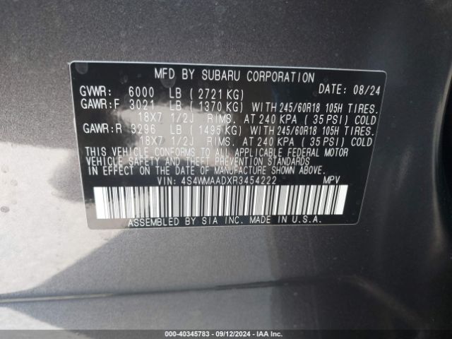 Photo 8 VIN: 4S4WMAADXR3454222 - SUBARU ASCENT 