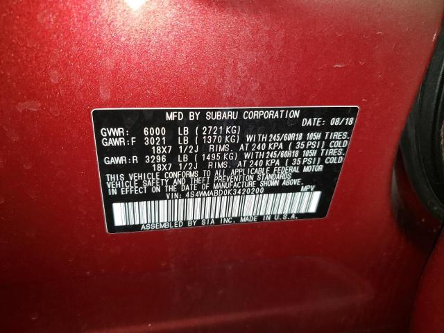 Photo 12 VIN: 4S4WMABD0K3420200 - SUBARU ASCENT 