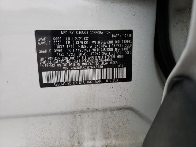 Photo 12 VIN: 4S4WMABD3K3446189 - SUBARU ASCENT 