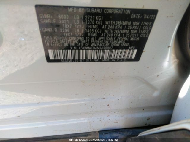 Photo 8 VIN: 4S4WMACD4N3438007 - SUBARU ASCENT 