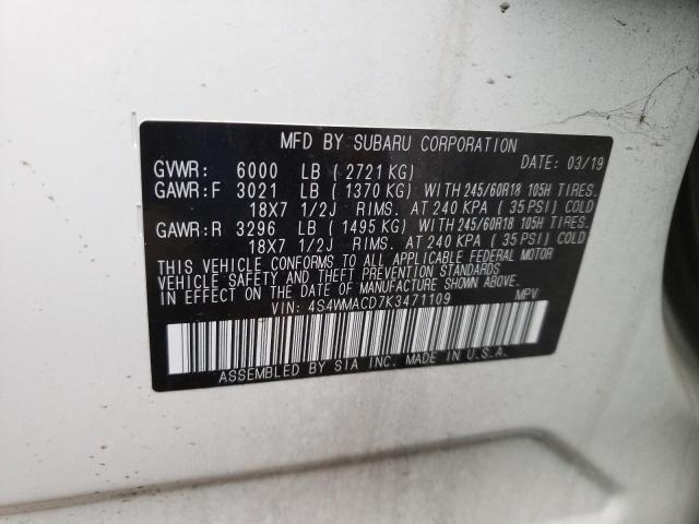 Photo 9 VIN: 4S4WMACD7K3471109 - SUBARU ASCENT PRE 