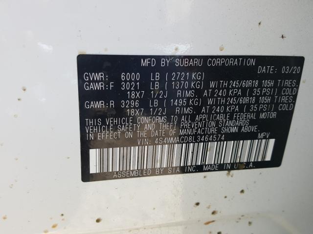 Photo 9 VIN: 4S4WMACD8L3464574 - SUBARU ASCENT PRE 