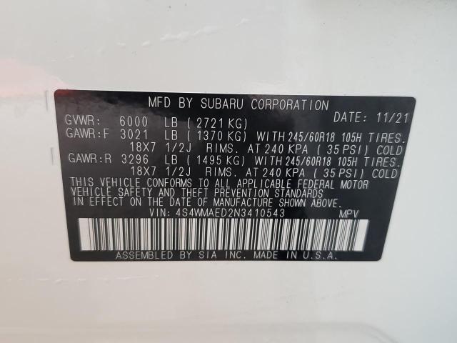 Photo 9 VIN: 4S4WMAED2N3410543 - SUBARU ASCENT PRE 