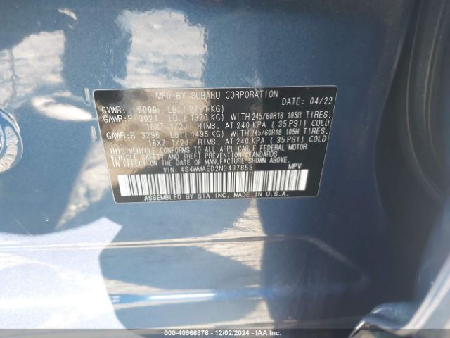 Photo 8 VIN: 4S4WMAED2N3437855 - SUBARU ASCENT 