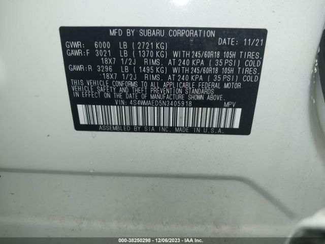 Photo 8 VIN: 4S4WMAED5N3405918 - SUBARU ASCENT 