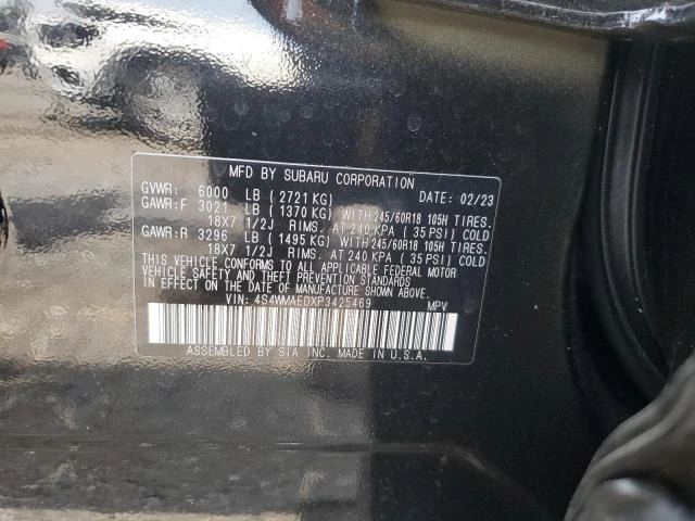 Photo 11 VIN: 4S4WMAEDXP3425469 - SUBARU ASCENT PRE 