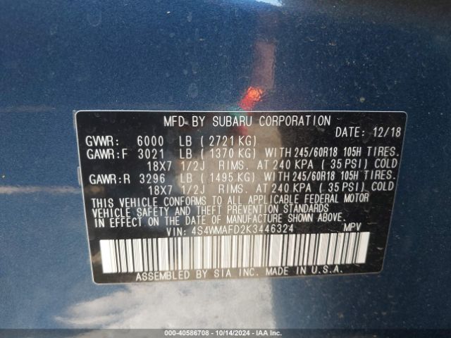 Photo 8 VIN: 4S4WMAFD2K3446324 - SUBARU ASCENT 