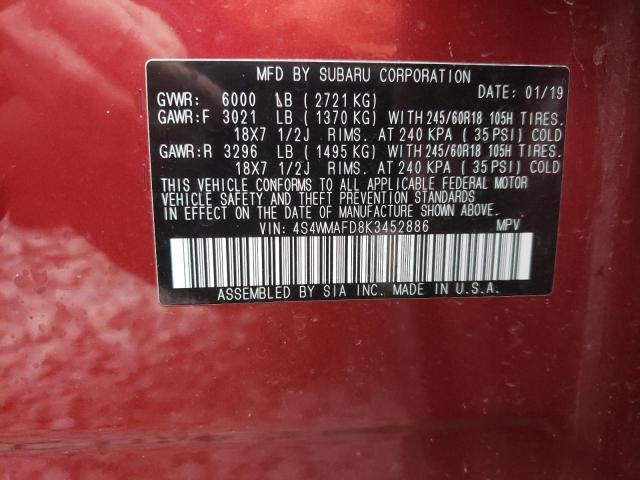 Photo 9 VIN: 4S4WMAFD8K3452886 - SUBARU ASCENT PRE 