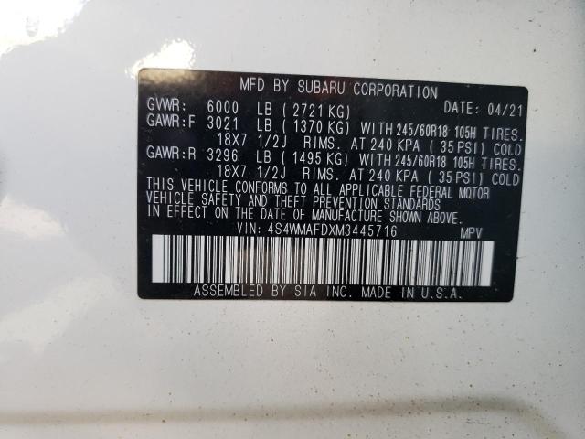 Photo 12 VIN: 4S4WMAFDXM3445716 - SUBARU ASCENT PRE 