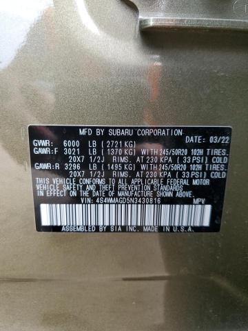 Photo 12 VIN: 4S4WMAGD5N3430816 - SUBARU ASCENT ONY 