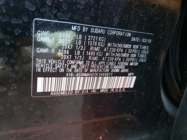 Photo 9 VIN: 4S4WMAHD2K3468871 - SUBARU ASCENT PRE 