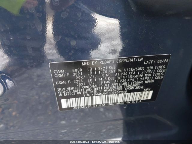 Photo 8 VIN: 4S4WMAHD5R3452948 - SUBARU ASCENT 