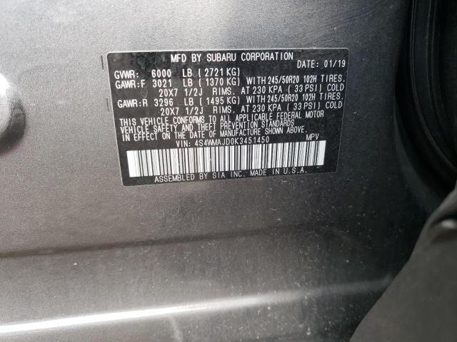 Photo 12 VIN: 4S4WMAJD0K3451450 - SUBARU ASCENT LIM 