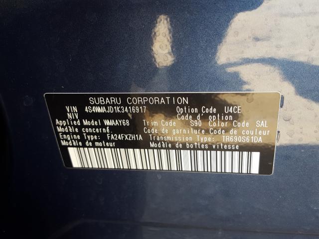 Photo 9 VIN: 4S4WMAJD1K3416917 - SUBARU ASCENT LIM 