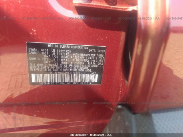 Photo 8 VIN: 4S4WMAJD1L3473376 - SUBARU ASCENT 