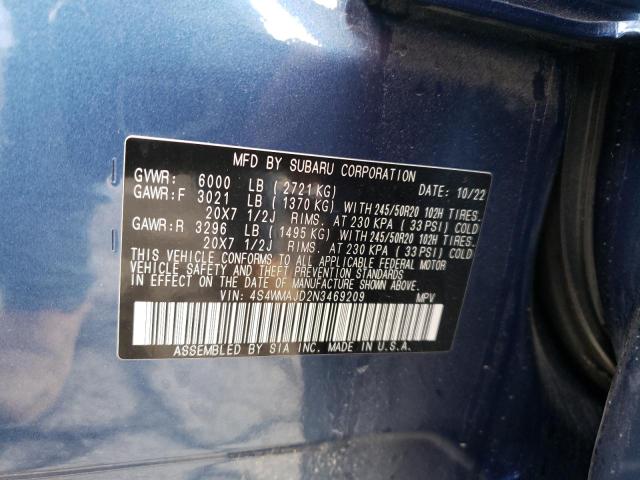 Photo 12 VIN: 4S4WMAJD2N3469209 - SUBARU ASCENT ONY 