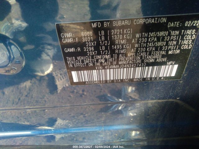 Photo 8 VIN: 4S4WMAJD4N3427432 - SUBARU ASCENT 