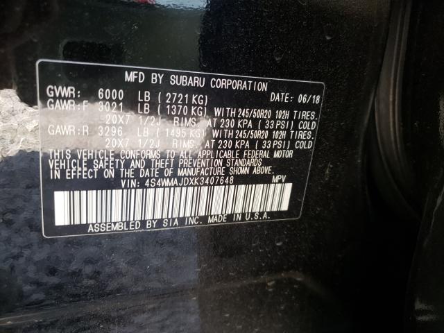 Photo 9 VIN: 4S4WMAJDXK3407648 - SUBARU ASCENT LIM 