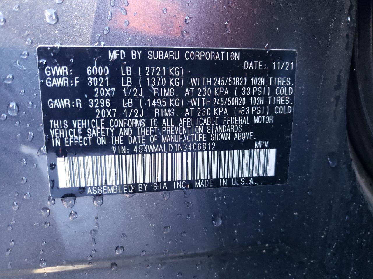 Photo 13 VIN: 4S4WMALD1N3406812 - SUBARU ASCENT 