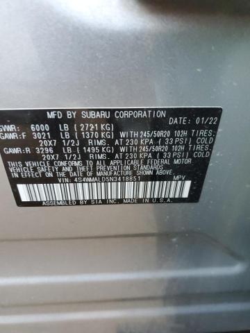 Photo 12 VIN: 4S4WMALD5N3418851 - SUBARU ASCENT 