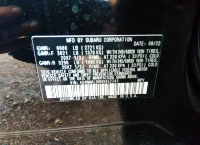 Photo 8 VIN: 4S4WMALD6N3457741 - SUBARU ASCENT 