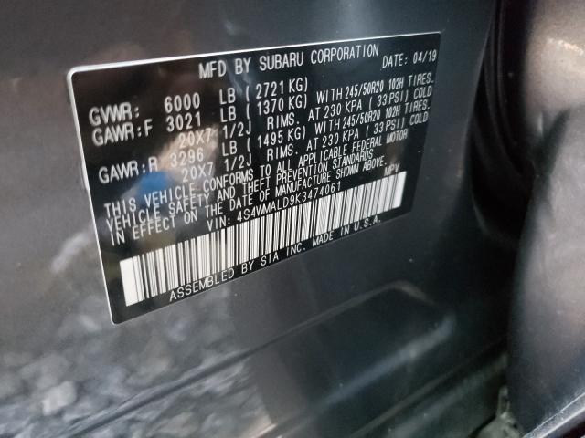 Photo 9 VIN: 4S4WMALD9K3474061 - SUBARU ASCENT LIM 