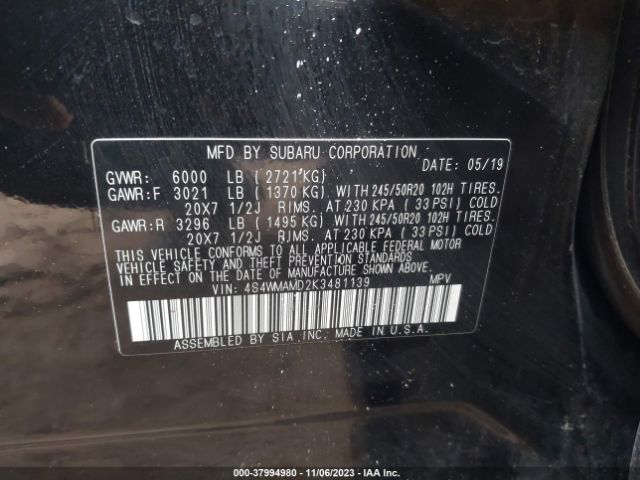 Photo 8 VIN: 4S4WMAMD2K3481139 - SUBARU ASCENT 