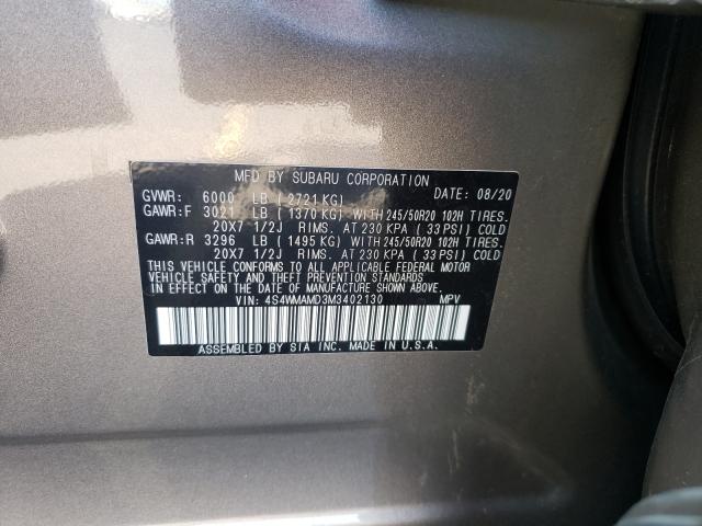 Photo 9 VIN: 4S4WMAMD3M3402130 - SUBARU ASCENT LIM 