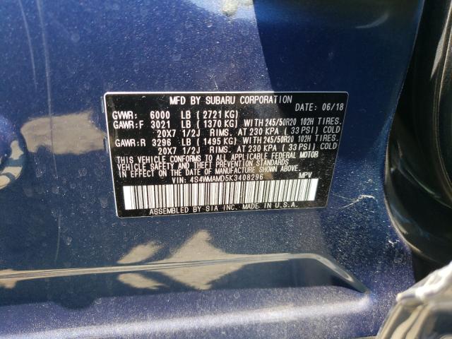 Photo 9 VIN: 4S4WMAMD5K3408296 - SUBARU ASCENT LIM 