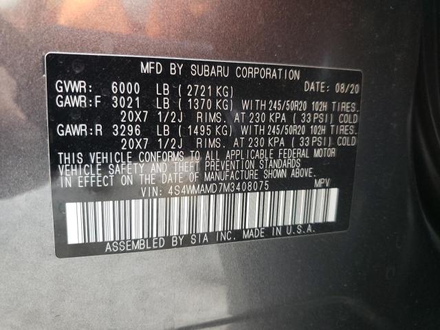 Photo 9 VIN: 4S4WMAMD7M3408075 - SUBARU ASCENT LIM 