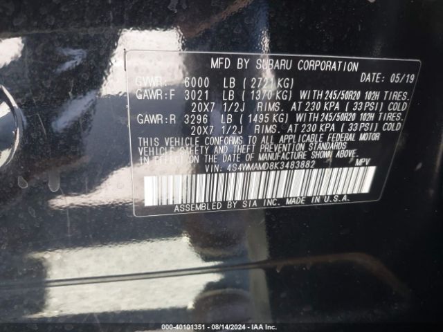 Photo 8 VIN: 4S4WMAMD8K3483882 - SUBARU ASCENT 